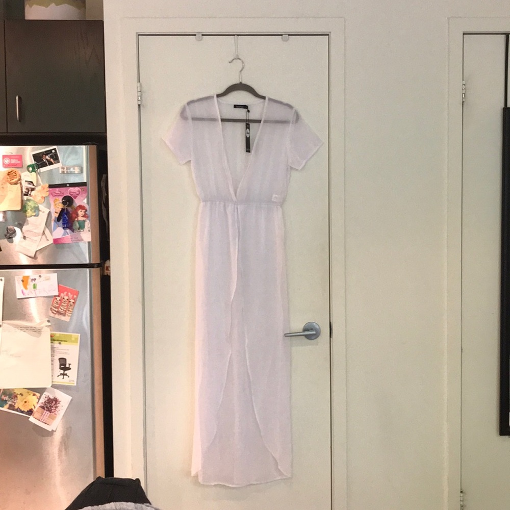 Boohoo White long dress beach cover up